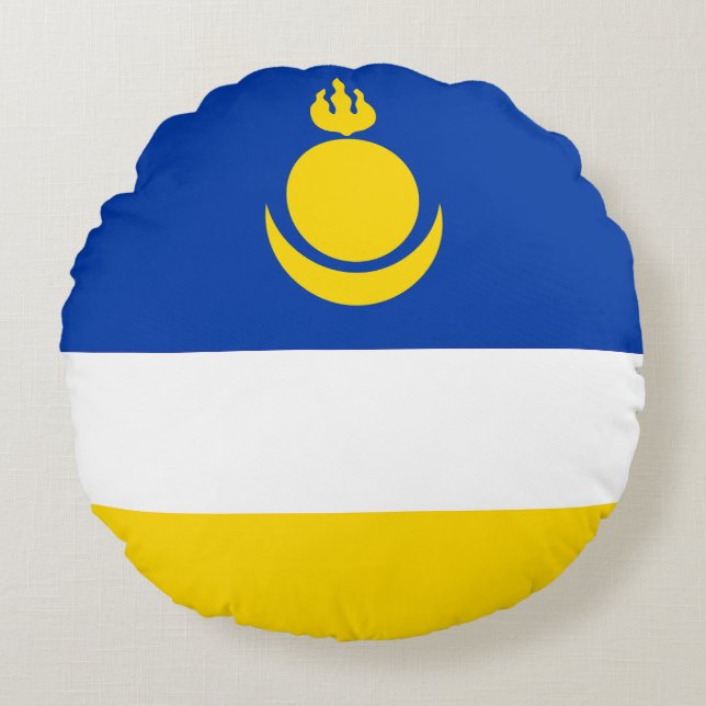 Patriotic Buryatia Flagga Rund Kudde (Framsidan)