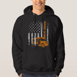 Patriotic Buss Driver USA American Flagga School B Hoodie