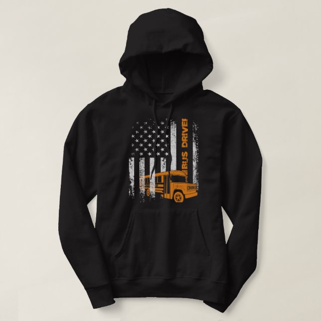 Patriotic Buss Driver USA American Flagga School B Hoodie (Design framsida)