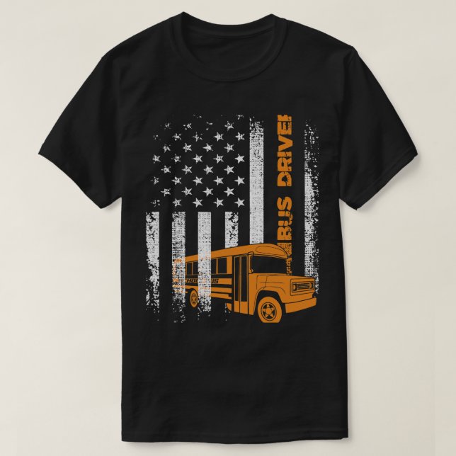 Patriotic Buss Driver USA American Flagga School B T Shirt (Design framsida)