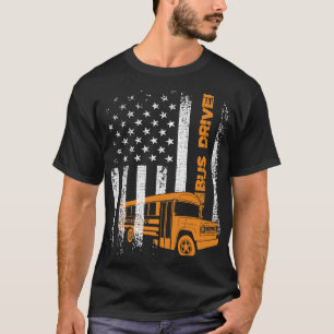 Patriotic Buss Driver USA American Flagga School B T Shirt
