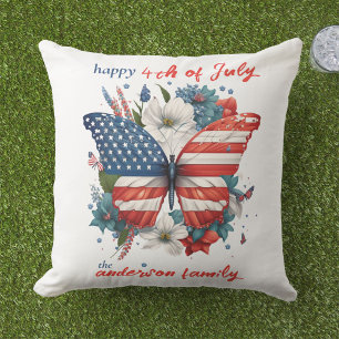 Patriotic Butterfly 4:e juli amerikanska Flagga Kudde