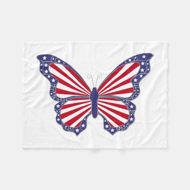 Patriotic Butterfly Fleece Blanket (Framsidan (Horisontell))