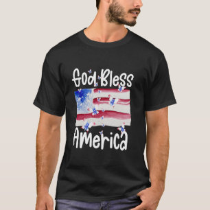 Patriotic Butterfly for Women Välsigna dig America T Shirt