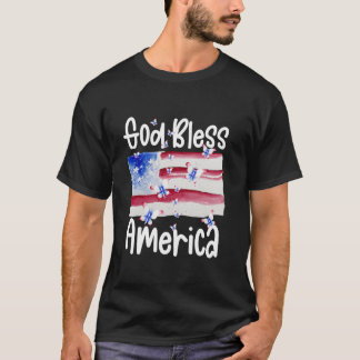 Patriotic Butterfly for Women Välsigna dig America T Shirt