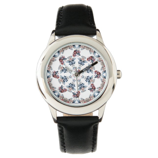 Patriotic Butterfly Kaleidoscope-design Armbandsur (Framsida)