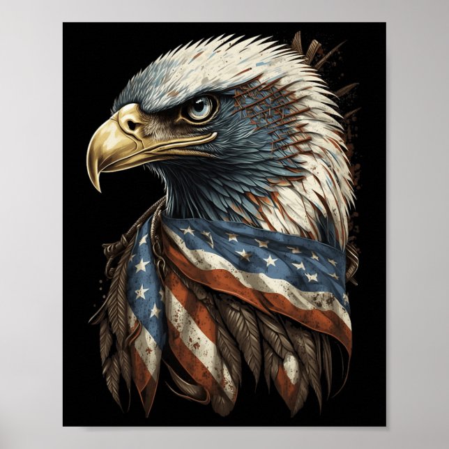 Patriotic Byld Eagle 4:e juli Manar USA Poster (Framsidan)