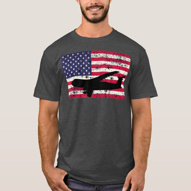 Patriotic C5 Galaxy jet American flag T Shirt (Framsida)