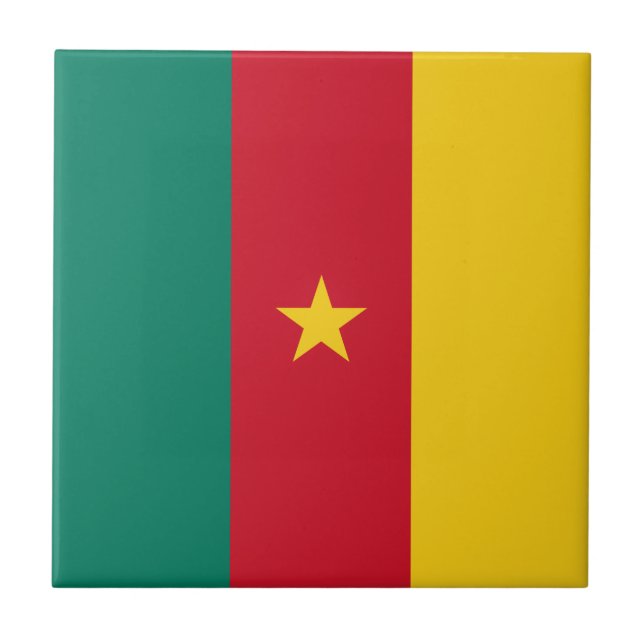 Patriotic Cameroon Flagga Kakelplatta (Framsidan)