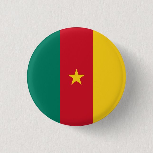 Patriotic Cameroon Flagga Knapp (Framsida)