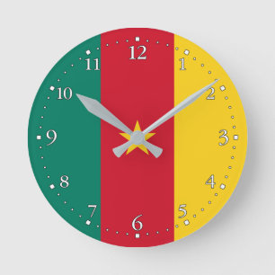Patriotic Cameroon Flagga Rund Klocka