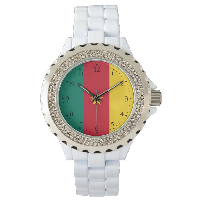 Patriotic Cameroon Flagga Watch Armbandsur (Framsida)