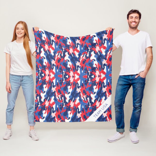 Patriotic Camo Rött vitt blått USA Freedom Fleecefilt (På plats)