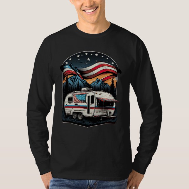 Patriotic Camping And Caravan Adventure USA  1 T Shirt (Framsida)