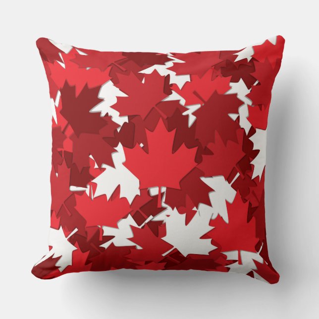 Patriotic Canada Flagga Maple Löv Mönster Kudde (Framsida)