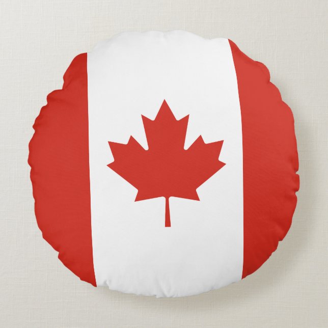 Patriotic Canadian Flagga Rund Kudde (Framsidan)