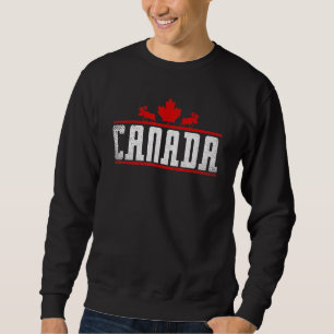 Patriotic Canadian Maple Löv Land Moose Kanada Lång Ärmad Tröja
