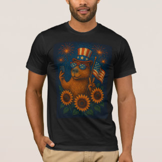 Patriotic Capybara 4:e juli Fireworks Funny USA T Shirt