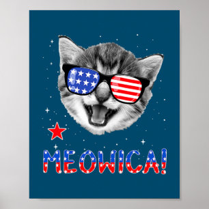 Patriotic Cat 4:e juli Meowica American Flagga Poster
