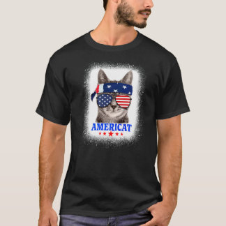 Patriotic Cat Americat 4:e juli T Shirt