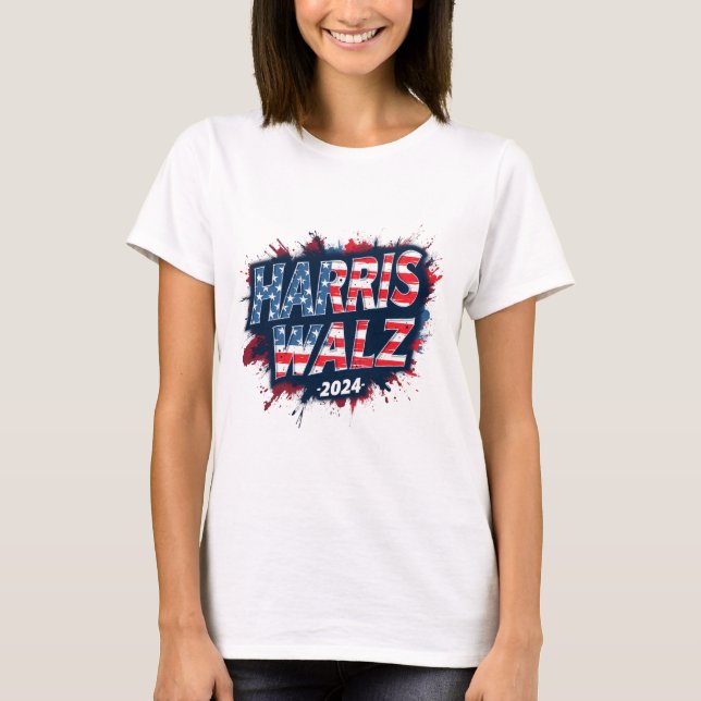 Patriotic Cat Dam för Kamala Harris 2024 T Shirt (Framsida)