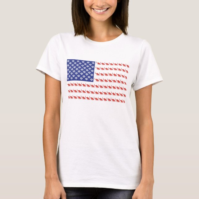 Patriotic Cat Flagga T-shirt (Framsida)