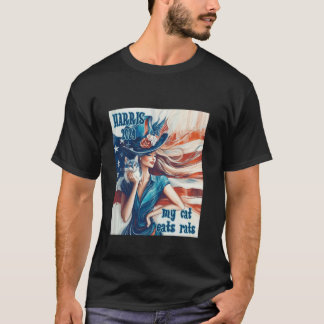 Patriotic Cat Lovers Harris Walz 2024 Val T S Shirt