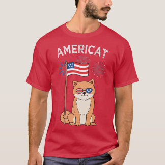Patriotic Cat Lycklig 4:e juli Fireworks America T Shirt