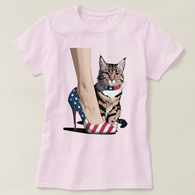 Patriotic Cat Mamma T Shirt (Design framsida)