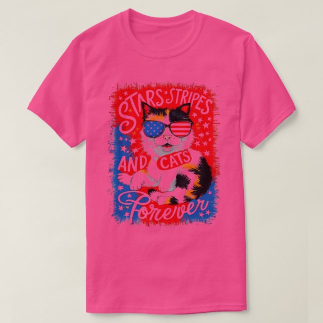 Patriotic Cat Pappa USA flagga 4:e juli Independen T Shirt (Design framsida)