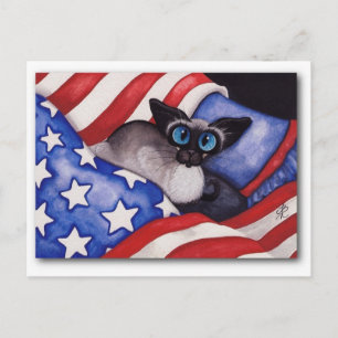 Patriotic Cat Vykort
