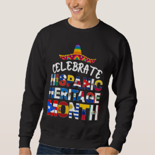 Patriotic Celebrate HISPANIC HERITAGE MÅNAD Flaggo Lång Ärmad Tröja