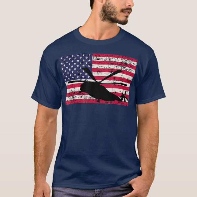 Patriotic CH53- och MH53-helikoptern American flag T Shirt (Framsida)