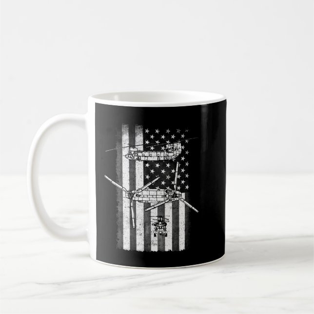 Patriotic CH-47 Chinook Helicopter American flagga Kaffemugg (Vänster)