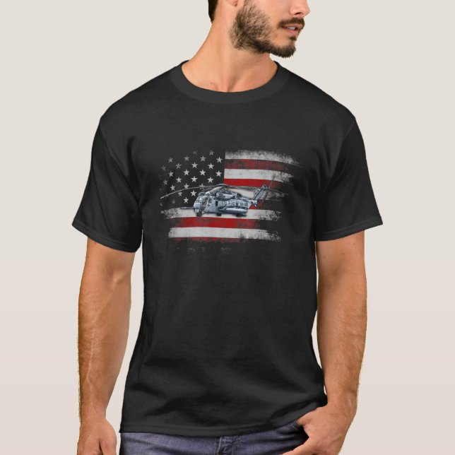 Patriotic CH 53 och MH 53 Helicopt-helikoptern Fla T Shirt (Framsida)