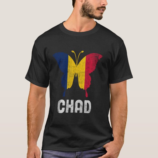 Patriotic Chad Afrika Cute Butterfly African Count T Shirt (Framsida)