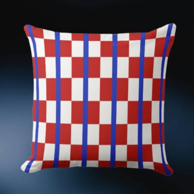 Patriotic Checker Stripe Throw Pillow Kudde (Skapare uppladdad)