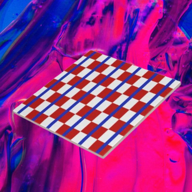 Patriotic Checkerboard Ceramic Tile Kakelplatta (Skapare uppladdad)