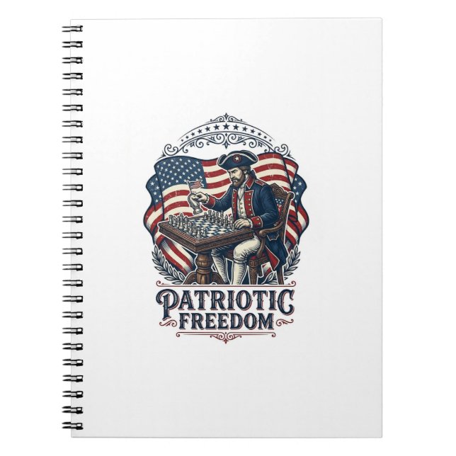 Patriotic Chess Player Vector Graphic Tee Anteckningsbok (Framsidan)