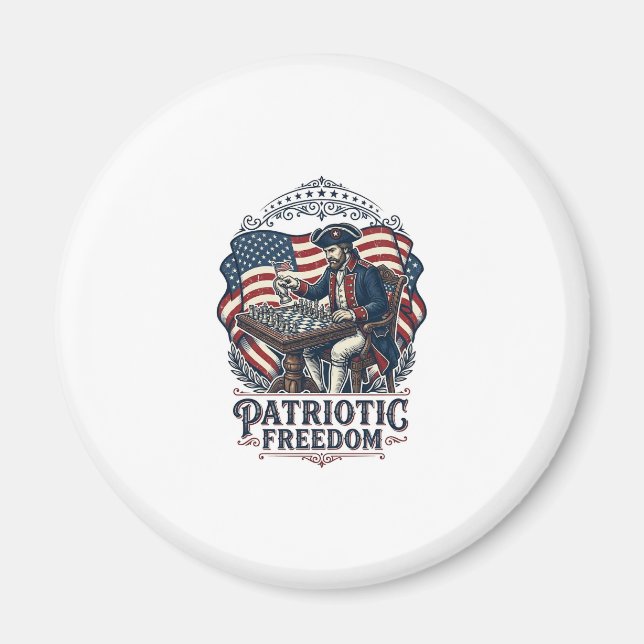 Patriotic Chess Player Vector Graphic Tee Magnet (Framsidan)