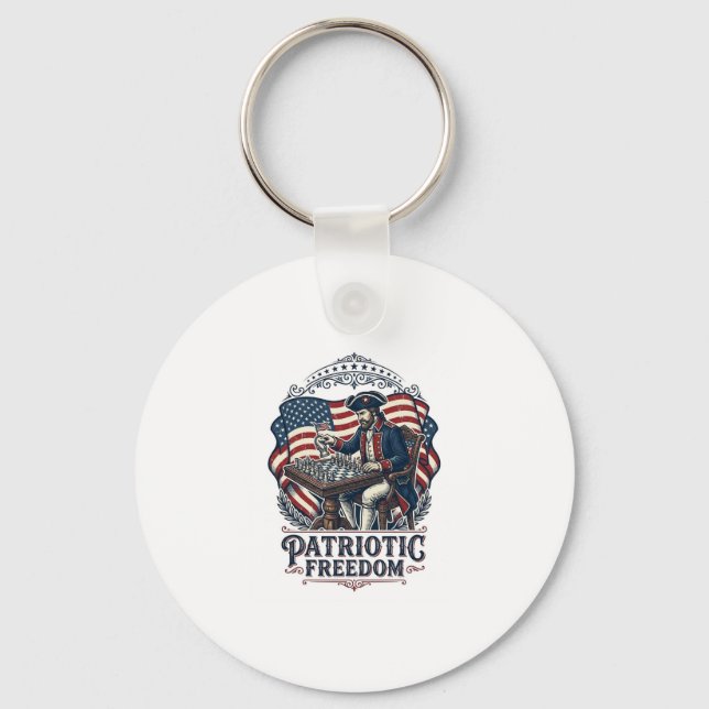 Patriotic Chess Player Vector Graphic Tee Nyckelring (Framsida)