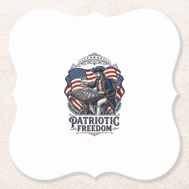 Patriotic Chess Player Vector Graphic Tee Underlägg Papper (Framsida)