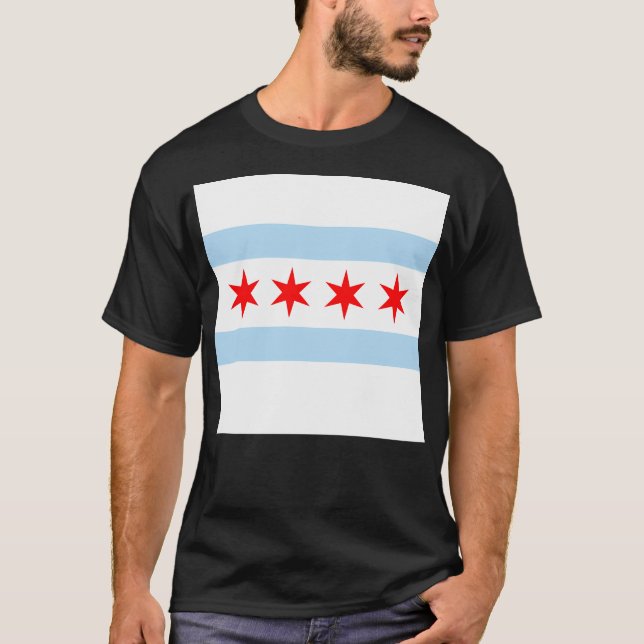 Patriotic Chicago Flagga T Shirt (Framsida)