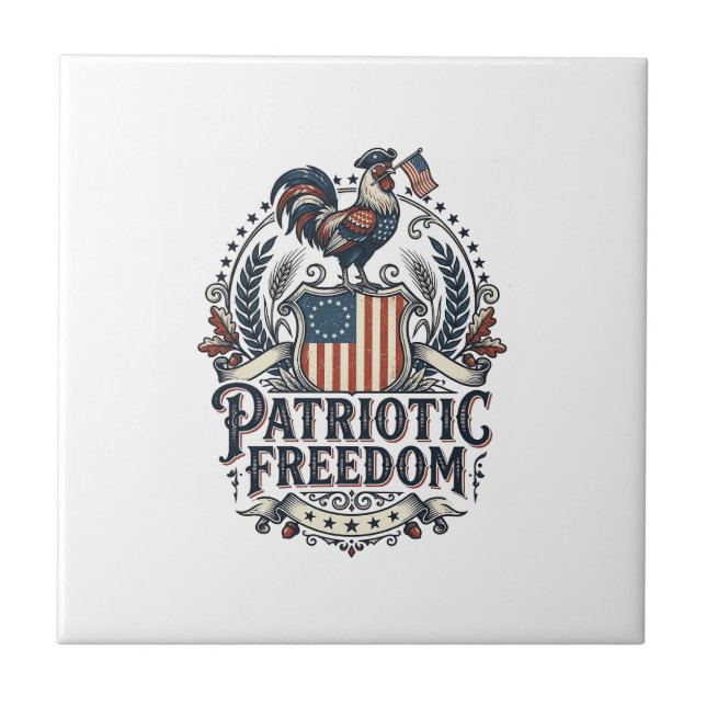 Patriotic Chicken Keeper Vector Graphic Tee_1 Kakelplatta (Framsidan)
