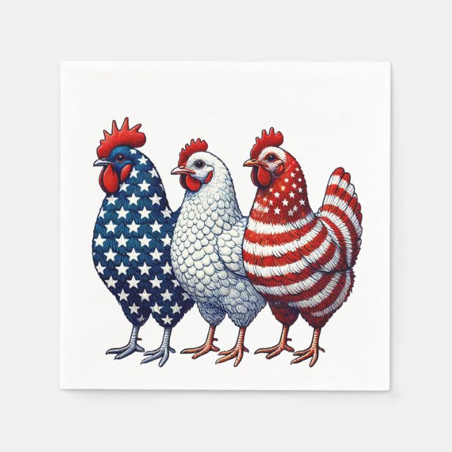 Patriotic Chickens Pappersservett (Framsidan)