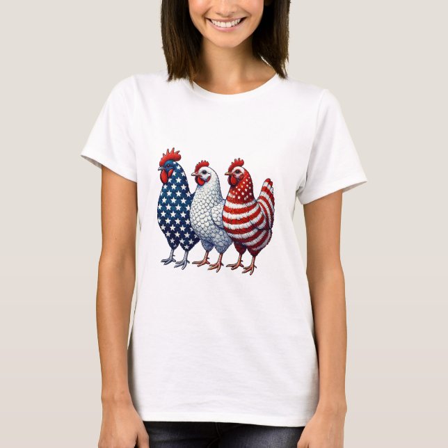 Patriotic Chickens T Shirt (Framsida)