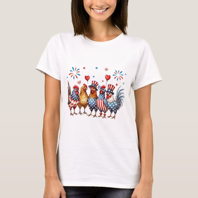 Patriotic Chickens T Shirt (Framsida)