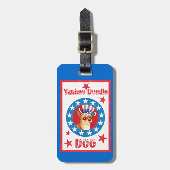 Patriotic Chihuahua Bagagebricka (Vertikal Framsida)