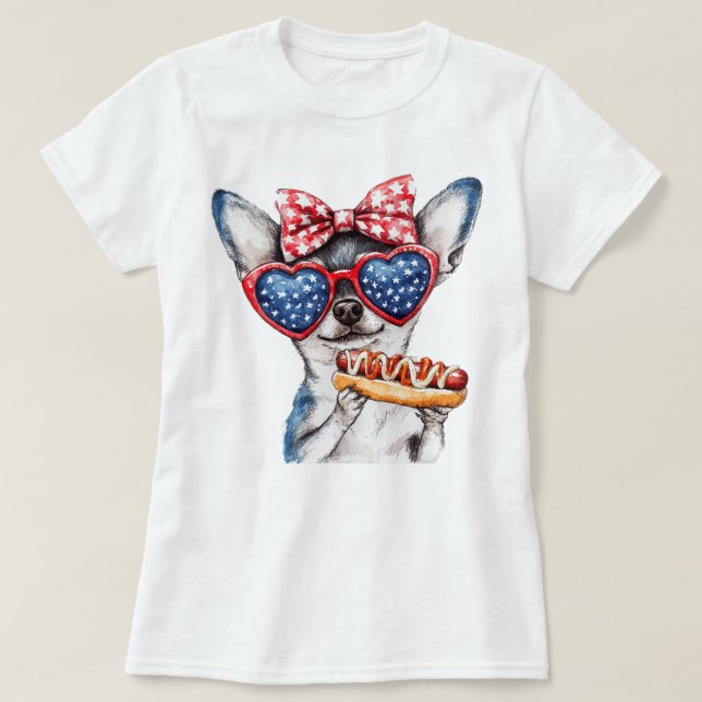 Patriotic Chihuahua T Shirt (Design framsida)