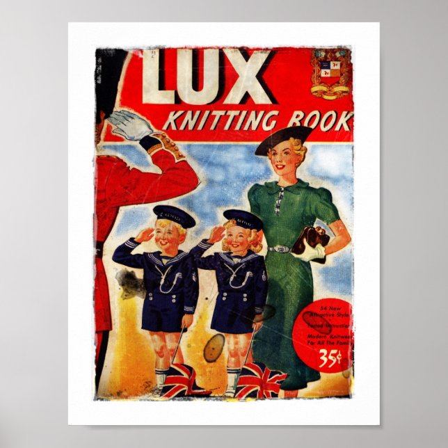 Patriotic Children Knitting Mönster Poster (Framsidan)